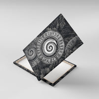Hawaiian Piko Canvas Wall Art Cultural Anchor Connect Your Roots Ocean Waves TS04 With Frame Black Grey - Polynesian Pride