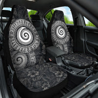 Hawaiian Piko Car Seat Cover Cultural Anchor Connect Your Roots Ocean Waves TS04 One Size Black Grey - Polynesian Pride