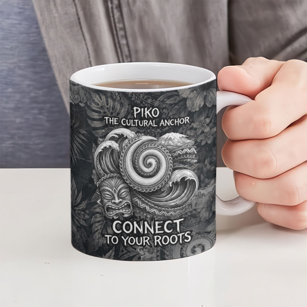 Hawaiian Piko Ceramic Mug Cultural Anchor Connect Your Roots Ocean Waves TS04 - Polynesian Pride