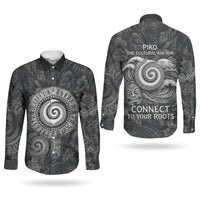 Hawaiian Piko Couples Matching Mermaid Dress and Long Sleeve Button Shirt Cultural Anchor Connect Your Roots Ocean Waves TS04 - Polynesian Pride