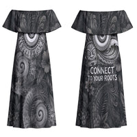 Hawaiian Piko Couples Matching Off Shoulder Maxi Dress and Long Sleeve Button Shirt Cultural Anchor Connect Your Roots Ocean Waves TS04 - Polynesian Pride
