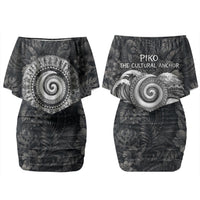 Hawaiian Piko Couples Matching Off Shoulder Short Dress and Hawaiian Shirt Cultural Anchor Connect Your Roots Ocean Waves TS04 - Polynesian Pride