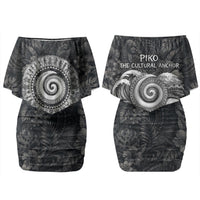Hawaiian Piko Couples Matching Off Shoulder Short Dress and Long Sleeve Button Shirt Cultural Anchor Connect Your Roots Ocean Waves TS04 - Polynesian Pride