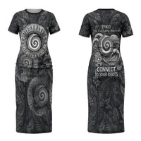Hawaiian Piko Couples Matching Short Sleeve Bodycon Dress and Long Sleeve Button Shirt Cultural Anchor Connect Your Roots Ocean Waves TS04 - Polynesian Pride