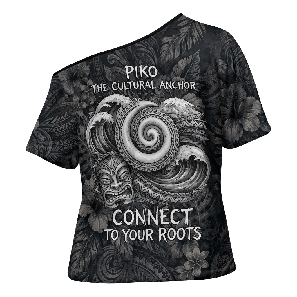 Hawaiian Piko Cross Shoulder Shirt Cultural Anchor Connect Your Roots Ocean Waves TS04 - Polynesian Pride