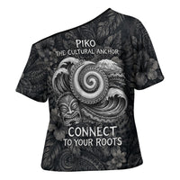 Hawaiian Piko Cross Shoulder Shirt Cultural Anchor Connect Your Roots Ocean Waves TS04 - Polynesian Pride