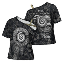 Hawaiian Piko Cross Shoulder Shirt Cultural Anchor Connect Your Roots Ocean Waves TS04 - Polynesian Pride