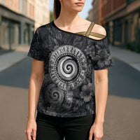 Hawaiian Piko Cross Shoulder Shirt Cultural Anchor Connect Your Roots Ocean Waves TS04 - Polynesian Pride
