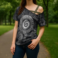 Hawaiian Piko Cross Shoulder Shirt Cultural Anchor Connect Your Roots Ocean Waves TS04 - Polynesian Pride
