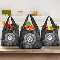 Hawaiian Piko Grocery Bag Cultural Anchor Connect Your Roots Ocean Waves TS04 3-pack One Size Black Grey - Polynesian Pride
