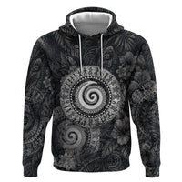 Hawaiian Piko Hoodie Cultural Anchor Connect Your Roots Ocean Waves TS04 Pullover Hoodie Black Grey - Polynesian Pride