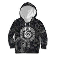 Hawaiian Piko Kid Hoodie Cultural Anchor Connect Your Roots Ocean Waves TS04 Hoodie Black Grey - Polynesian Pride