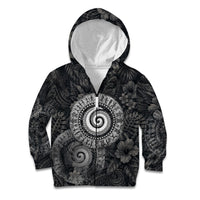 Hawaiian Piko Kid Hoodie Cultural Anchor Connect Your Roots Ocean Waves TS04 Zip Hoodie Black Grey - Polynesian Pride