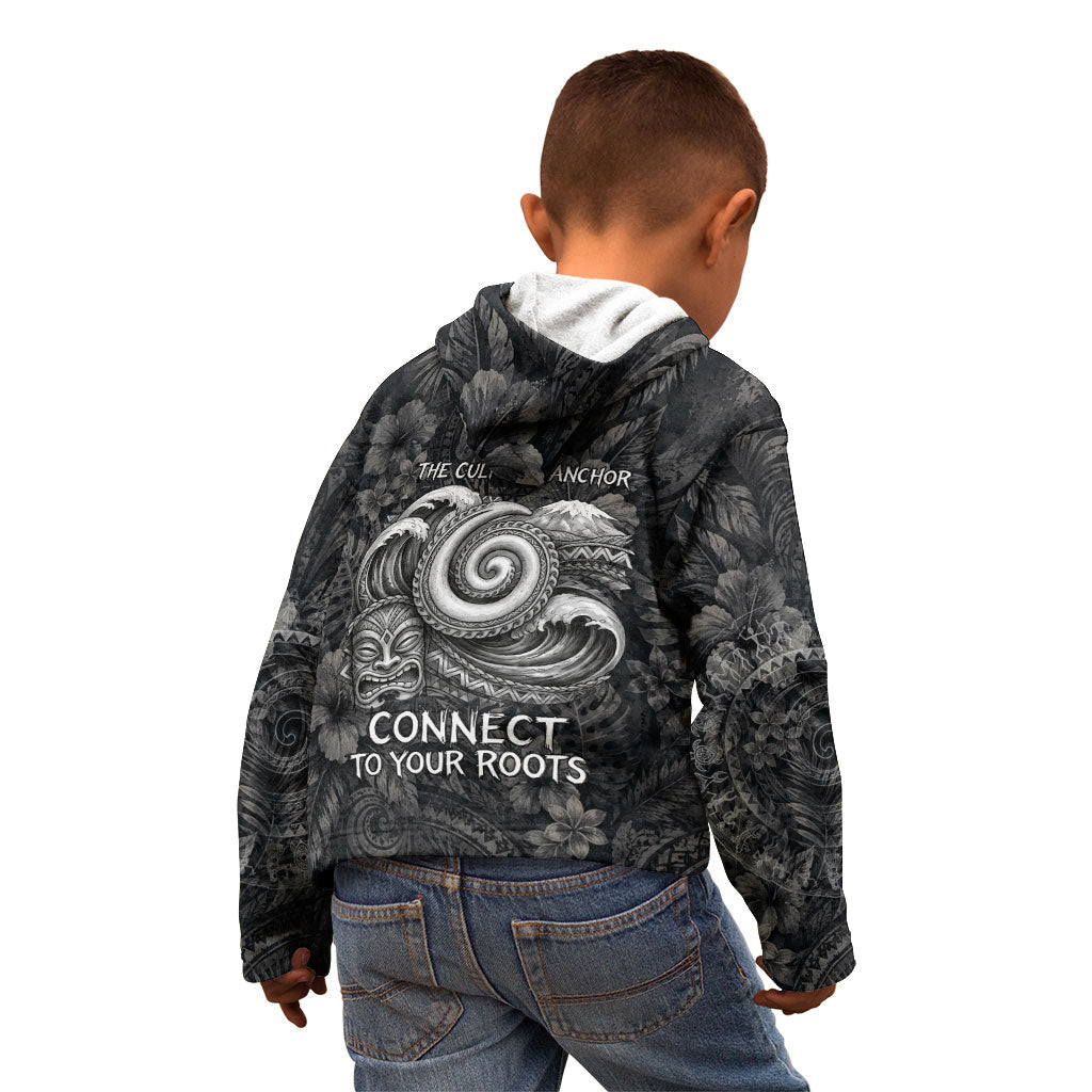 Hawaiian Piko Kid Hoodie Cultural Anchor Connect Your Roots Ocean Waves TS04 - Polynesian Pride