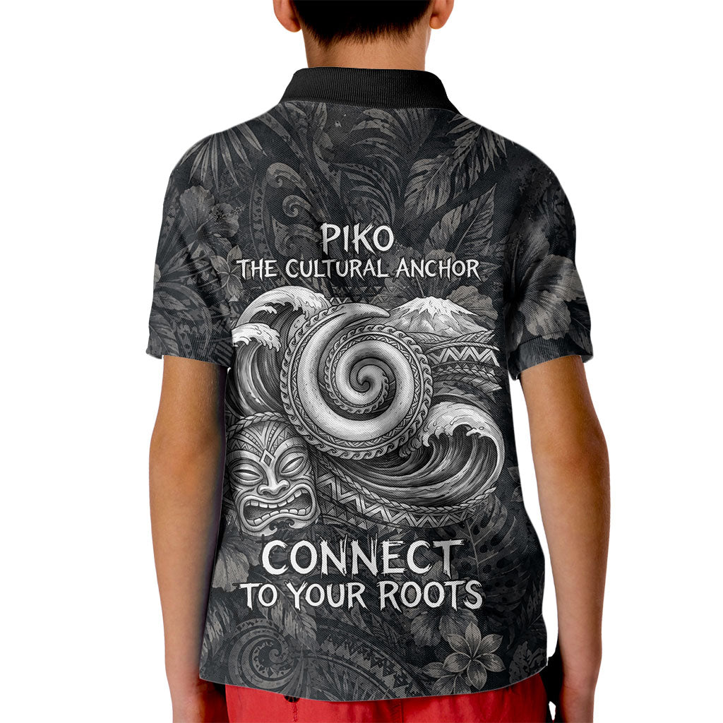 Hawaiian Piko Kid Polo Shirt Cultural Anchor Connect Your Roots Ocean Waves TS04 - Polynesian Pride