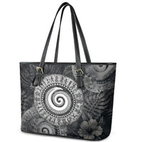 Hawaiian Piko Leather Tote Bag Cultural Anchor Connect Your Roots Ocean Waves TS04 - Polynesian Pride