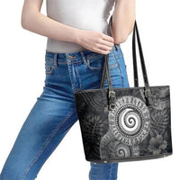 Hawaiian Piko Leather Tote Bag Cultural Anchor Connect Your Roots Ocean Waves TS04 - Polynesian Pride