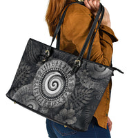Hawaiian Piko Leather Tote Bag Cultural Anchor Connect Your Roots Ocean Waves TS04 - Polynesian Pride
