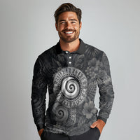Hawaiian Piko Long Sleeve Polo Shirt Cultural Anchor Connect Your Roots Ocean Waves TS04 - Polynesian Pride