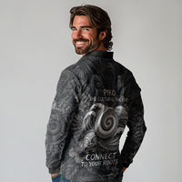 Hawaiian Piko Long Sleeve Polo Shirt Cultural Anchor Connect Your Roots Ocean Waves TS04 - Polynesian Pride
