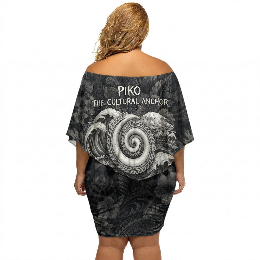 Hawaiian Piko Off Shoulder Short Dress Cultural Anchor Connect Your Roots Ocean Waves TS04 - Polynesian Pride