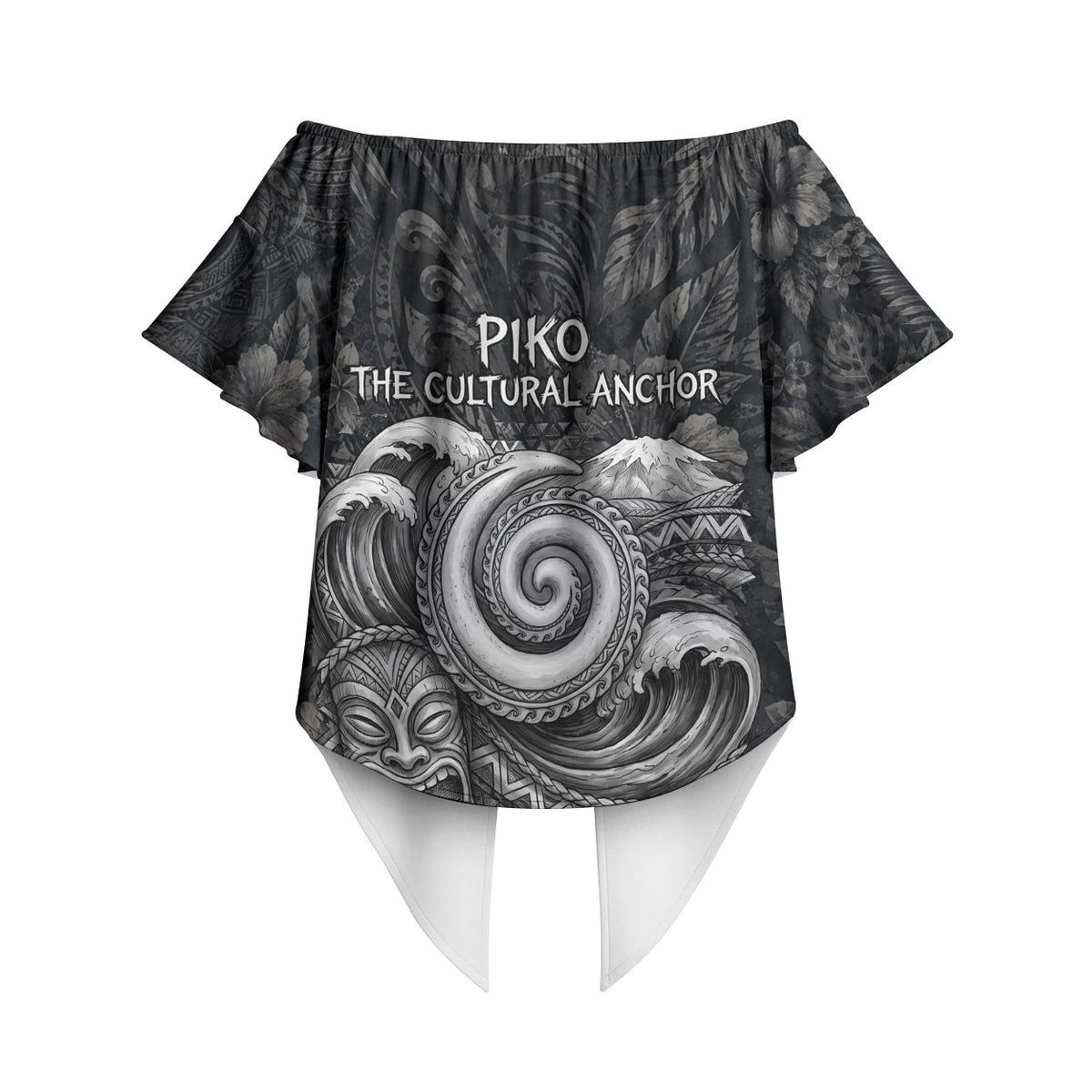 Hawaiian Piko Off Shoulder Wrap Waist Top Cultural Anchor Connect Your Roots Ocean Waves TS04 - Polynesian Pride