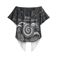 Hawaiian Piko Off Shoulder Wrap Waist Top Cultural Anchor Connect Your Roots Ocean Waves TS04 - Polynesian Pride