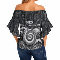 Hawaiian Piko Off Shoulder Wrap Waist Top Cultural Anchor Connect Your Roots Ocean Waves TS04 - Polynesian Pride