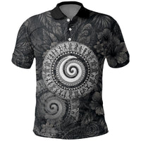 Hawaiian Piko Polo Shirt Cultural Anchor Connect Your Roots Ocean Waves TS04 Black Grey - Polynesian Pride