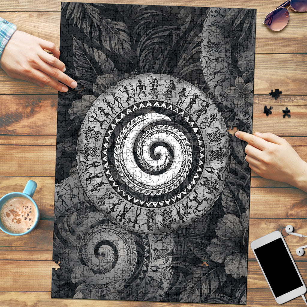 Hawaiian Piko Puzzle Cultural Anchor Connect Your Roots Ocean Waves TS04 Black Grey - Polynesian Pride