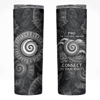 Hawaiian Piko Skinny Tumbler Cultural Anchor Connect Your Roots Ocean Waves TS04 Black Grey - Polynesian Pride