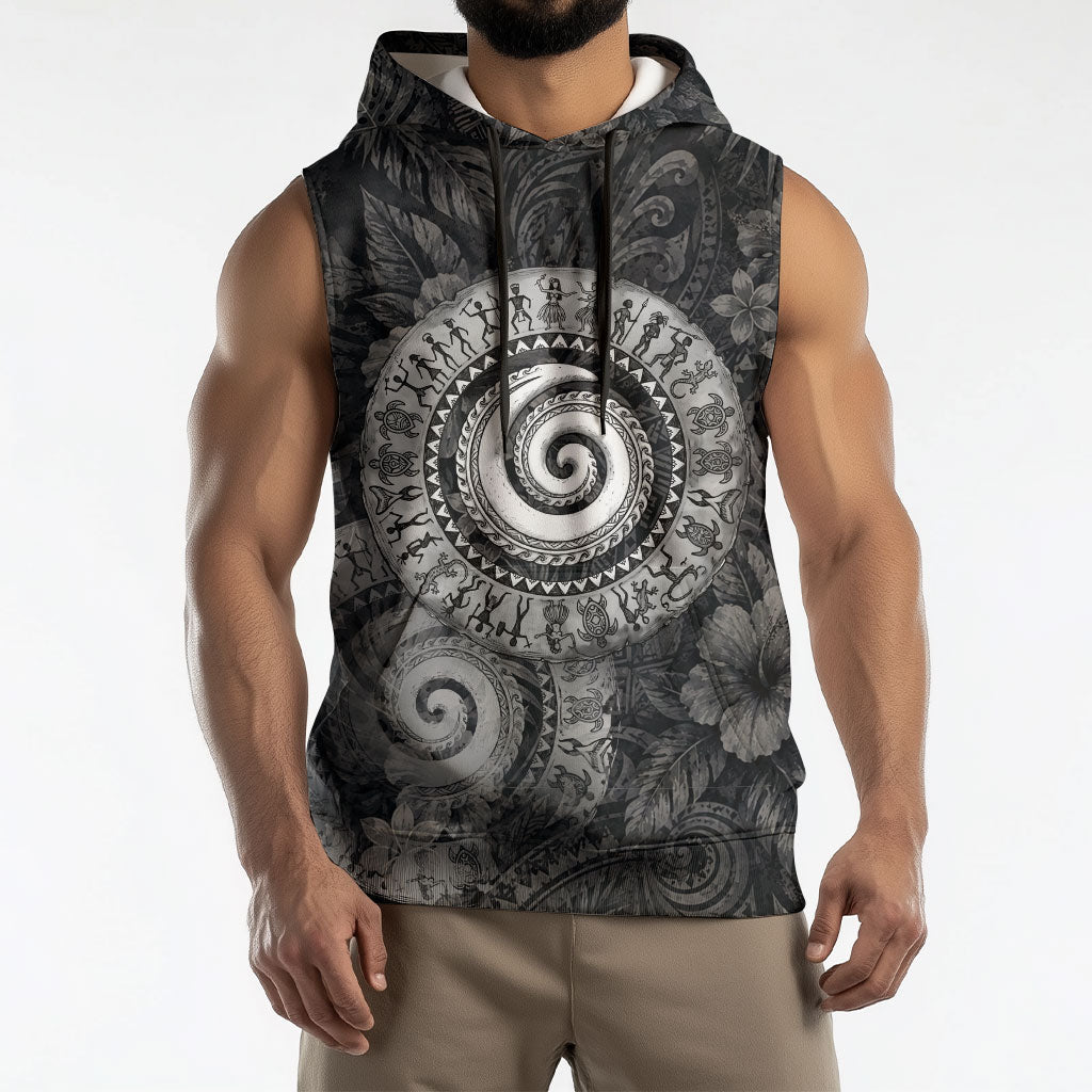 Hawaiian Piko Sleeveless Hoodie Cultural Anchor Connect Your Roots Ocean Waves TS04 - Polynesian Pride