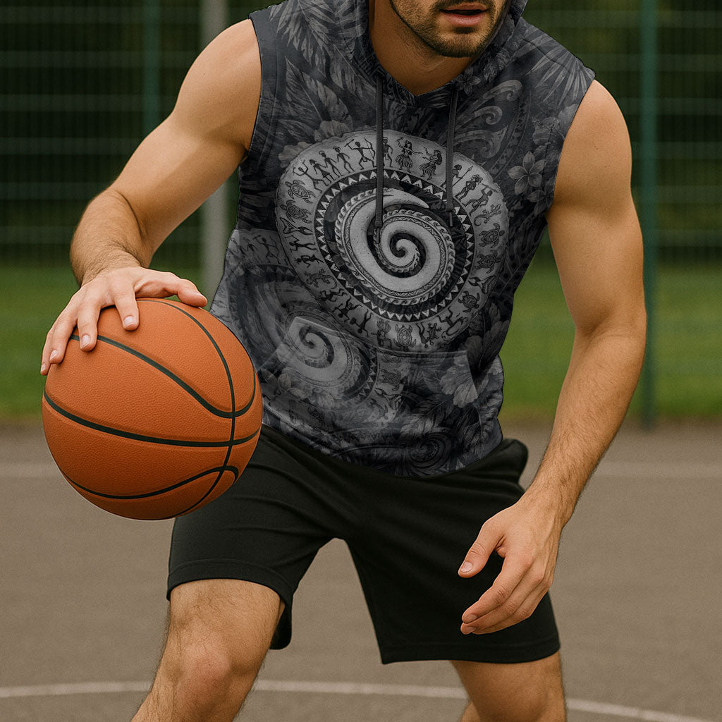 Hawaiian Piko Sleeveless Hoodie Cultural Anchor Connect Your Roots Ocean Waves TS04 - Polynesian Pride