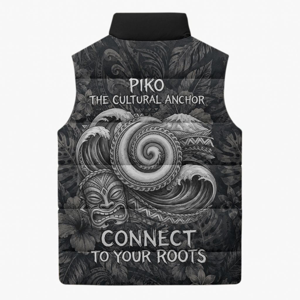 Hawaiian Piko Sleeveless Puffer Jacket Cultural Anchor Connect Your Roots Ocean Waves TS04 - Polynesian Pride