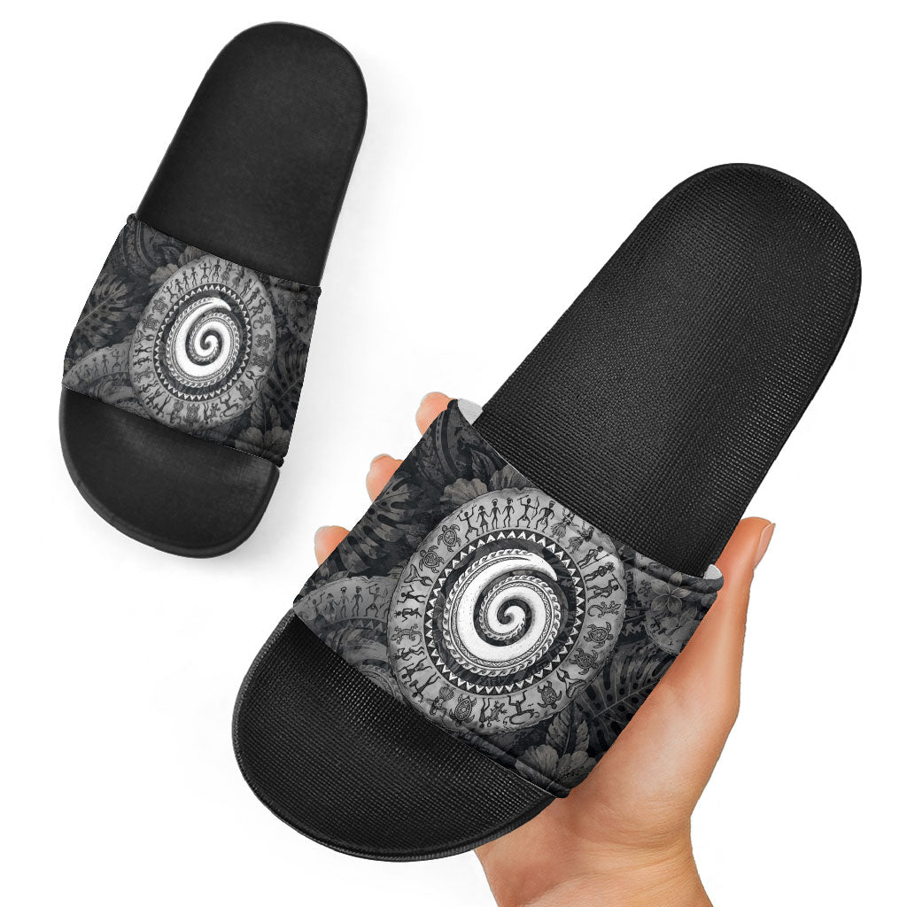 Hawaiian Piko Slide Sandals Cultural Anchor Connect Your Roots Ocean Waves TS04 - Polynesian Pride