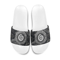 Hawaiian Piko Slide Sandals Cultural Anchor Connect Your Roots Ocean Waves TS04 Black Grey - Polynesian Pride