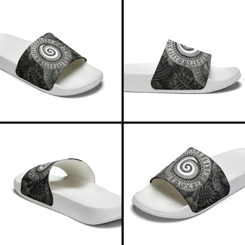 Hawaiian Piko Slide Sandals Cultural Anchor Connect Your Roots Ocean Waves TS04 - Polynesian Pride