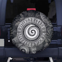 Hawaiian Piko Spare Tire Cover Cultural Anchor Connect Your Roots Ocean Waves TS04 No hole Black Grey - Polynesian Pride