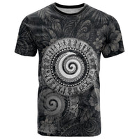 Hawaiian Piko T Shirt Cultural Anchor Connect Your Roots Ocean Waves TS04 Black Grey - Polynesian Pride