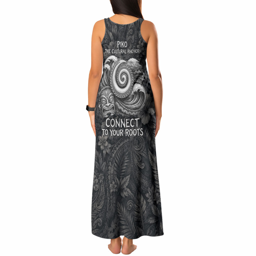 Hawaiian Piko Tank Maxi Dress Cultural Anchor Connect Your Roots Ocean Waves TS04 - Polynesian Pride