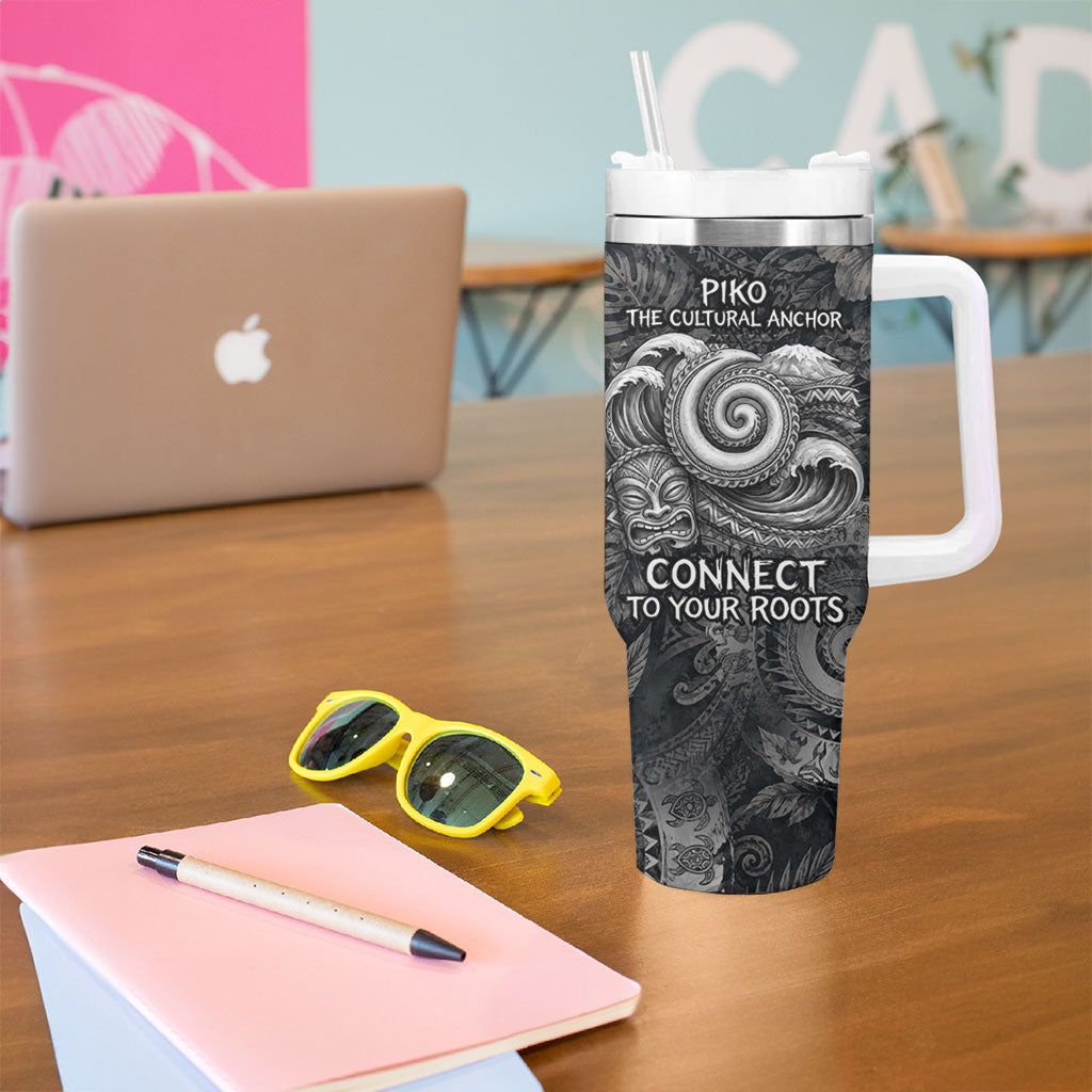 Hawaiian Piko Tumbler With Handle Cultural Anchor Connect Your Roots Ocean Waves TS04 - Polynesian Pride