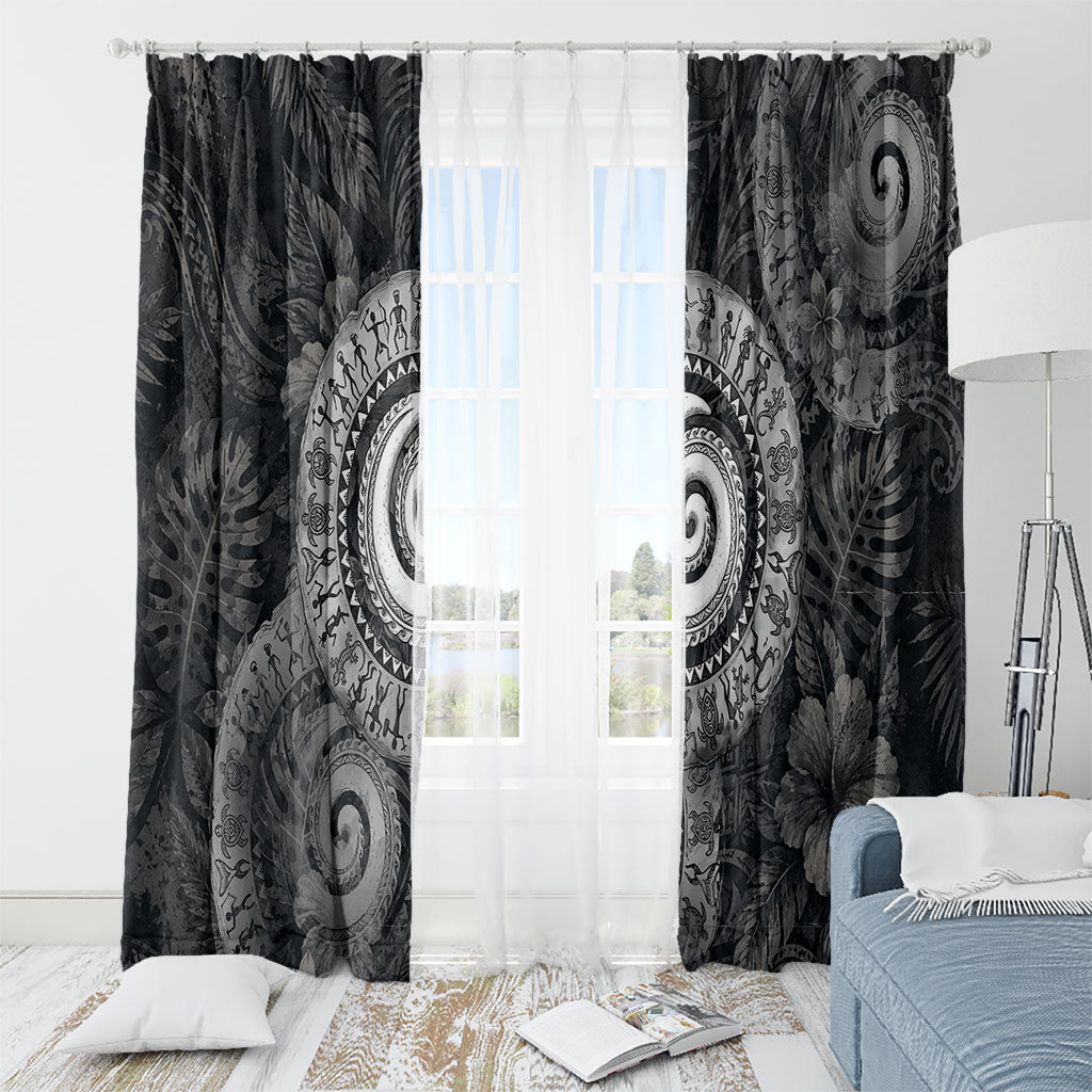 Hawaiian Piko Window Curtain Cultural Anchor Connect Your Roots Ocean Waves TS04 - Polynesian Pride