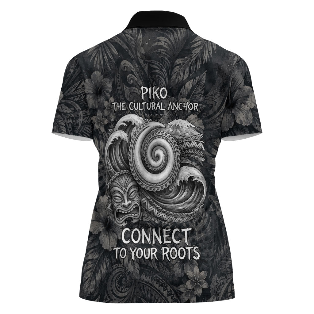 Hawaiian Piko Women Polo Shirt Cultural Anchor Connect Your Roots Ocean Waves TS04 - Polynesian Pride