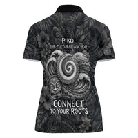 Hawaiian Piko Women Polo Shirt Cultural Anchor Connect Your Roots Ocean Waves TS04 - Polynesian Pride
