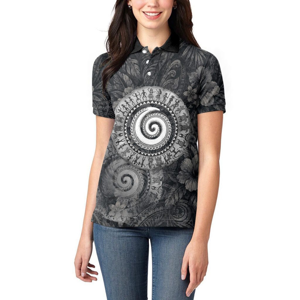 Hawaiian Piko Women Polo Shirt Cultural Anchor Connect Your Roots Ocean Waves TS04 - Polynesian Pride