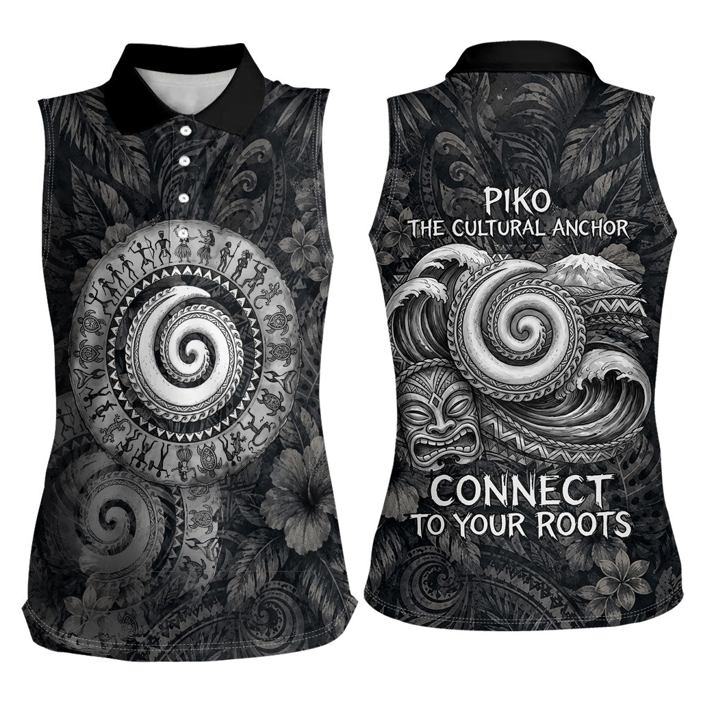 Hawaiian Piko Women Sleeveless Polo Shirt Cultural Anchor Connect Your Roots Ocean Waves TS04 - Polynesian Pride