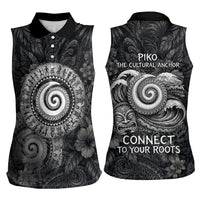 Hawaiian Piko Women Sleeveless Polo Shirt Cultural Anchor Connect Your Roots Ocean Waves TS04 - Polynesian Pride