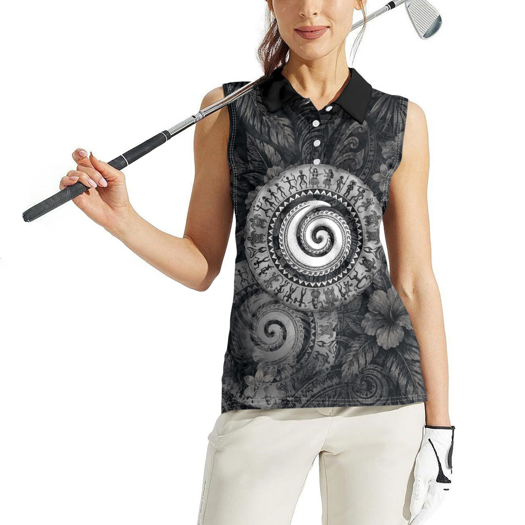 Hawaiian Piko Women Sleeveless Polo Shirt Cultural Anchor Connect Your Roots Ocean Waves TS04 - Polynesian Pride