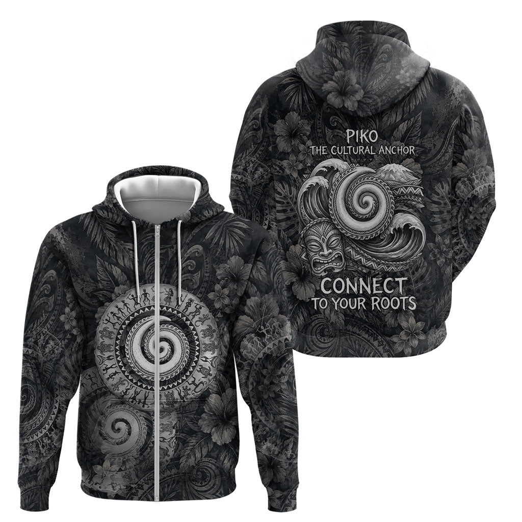 Hawaiian Piko Zip Hoodie Cultural Anchor Connect Your Roots Ocean Waves TS04 - Polynesian Pride