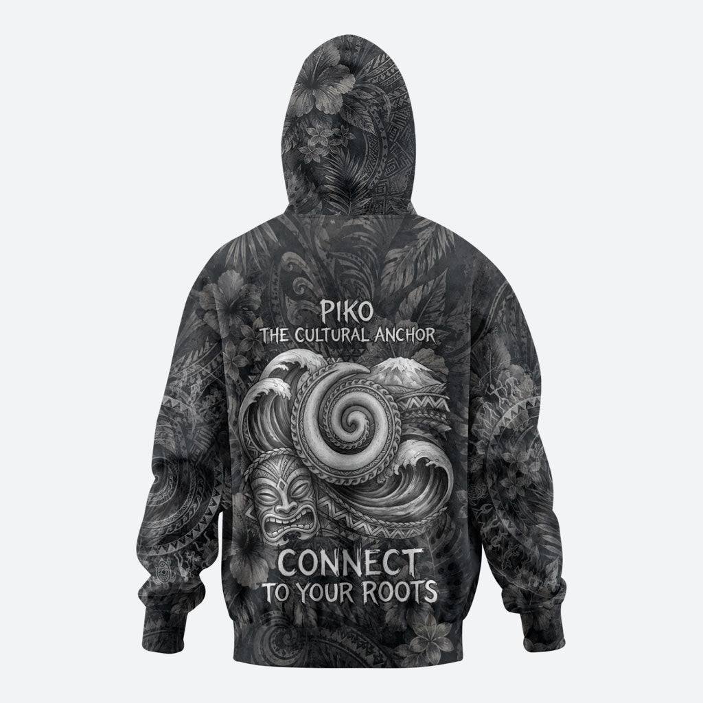 Hawaiian Piko Zip Hoodie Cultural Anchor Connect Your Roots Ocean Waves TS04 - Polynesian Pride